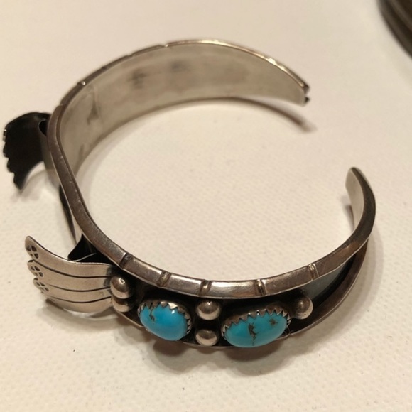 🔥HP🔥Rare Vintage Navajo Artist Rose Castillo Silver & Turquoise Watch Band EUC - Picture 2 of 12